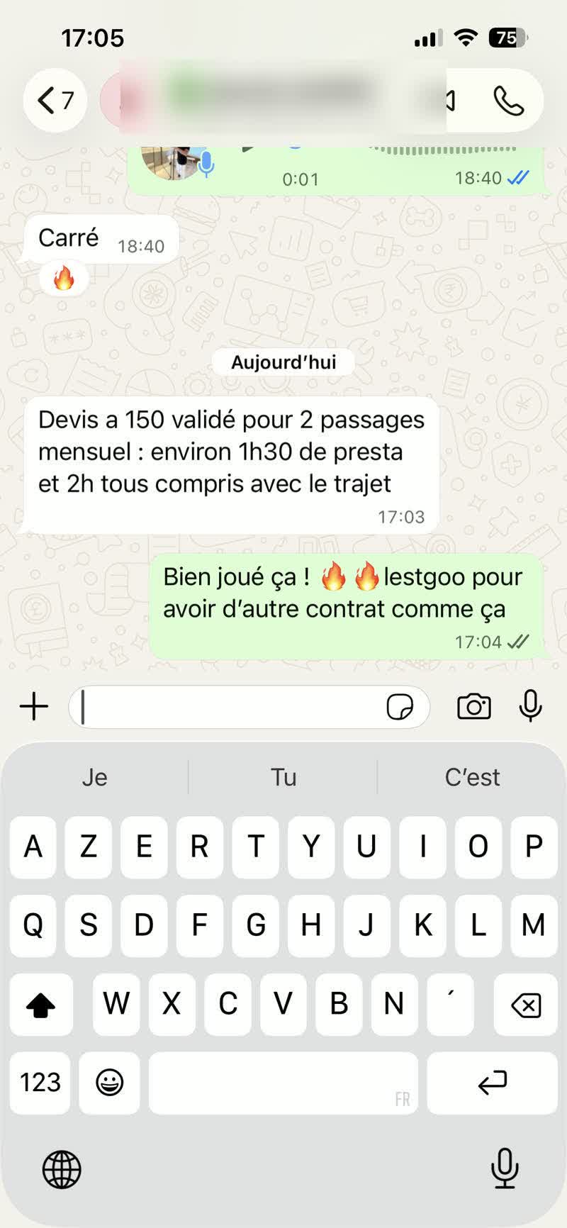 Devis 150€ validé Quentin